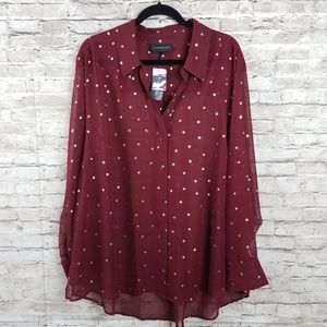 Layne Bryant blouse womens 22 /24 stars plus size